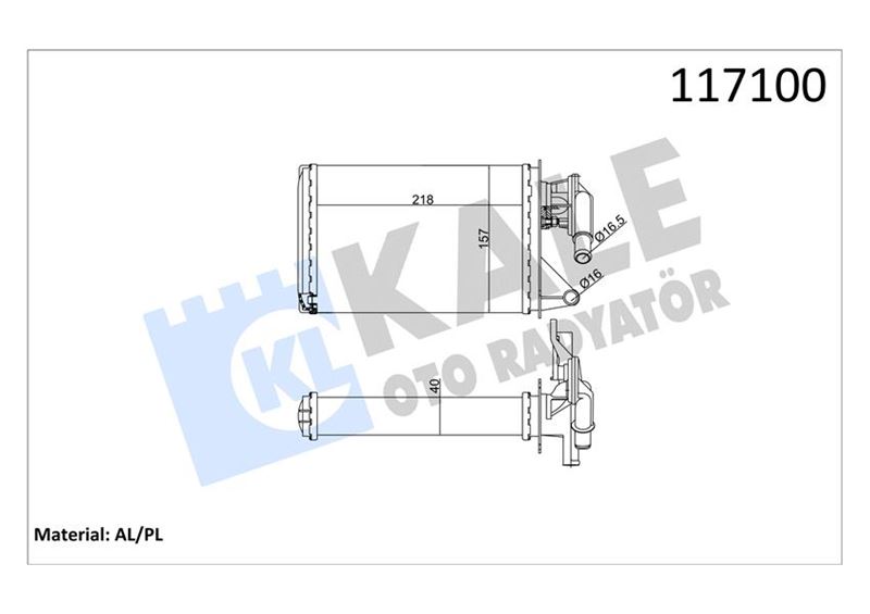 KALORIFER RADYATORU FIAT UNO 1.4 70 60 MUSLUKLU (2 SIRA) - KALE 1783862AL