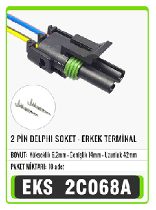 SOKET>2 PİN DELPHI  - ERKEK TERMİNAL - EKS-2C068A