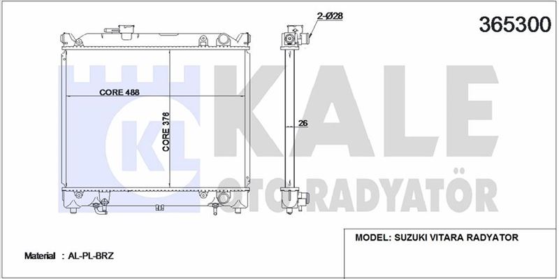 MOTOR SU RADYATORU VITARA 90>98 3KAPI OTOMATIK (376X488X26) - KALE 365300