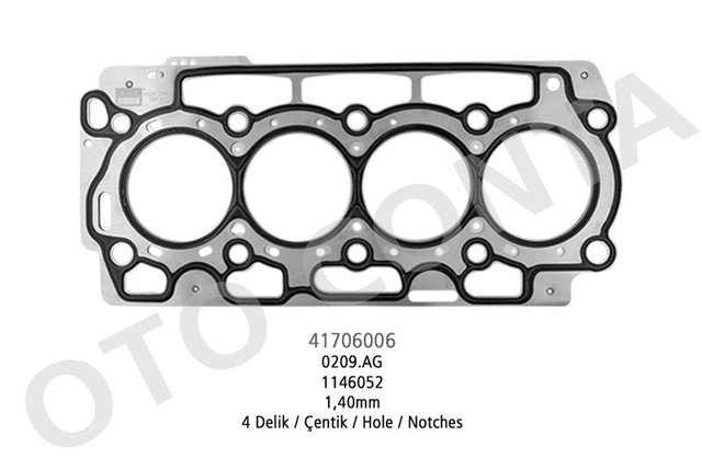 SILINDIR KAPAK CONTASI CELIK P206 P307 P107 P207 307 C1 C2 C3 (I II III) XSARA 208 DS3 DV4TD / DV4C - OC 41706006