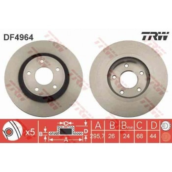ON FREN DISKI (AYNASI) HAVALI NISSAN QASHQAI 2007 2012 XTRAIL 2008 2012 JUKE 2010> RENAULT KOLEOS 20 - TRW DF4964