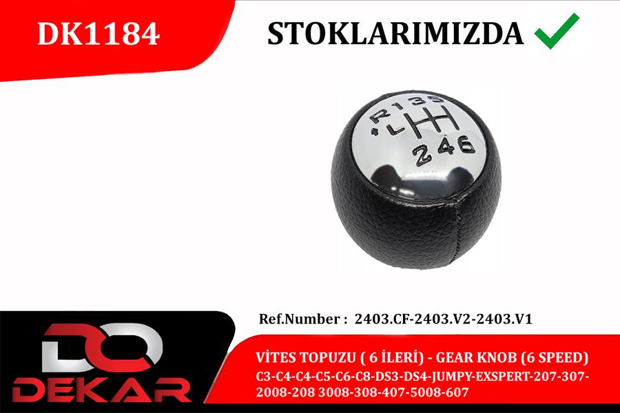 VITES TOPUZU 6 ILERI C3 C4 C5 DS3 DS4 JUMPY EXPERT P207 P307 P2008 P208 P3008 P308 P5008 - DEKAR DK1184