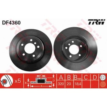 ARKA FREN DISKI BMW E60 E61 320MM - TRW DF4360