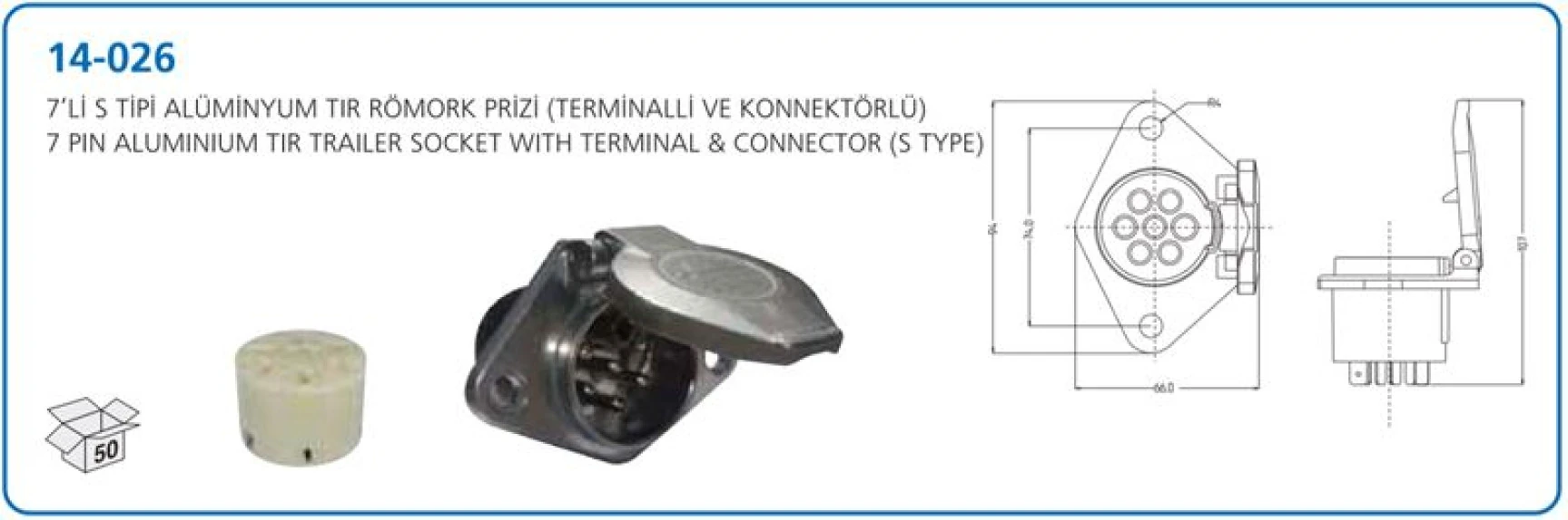 Unıversal Truck Tir Romork Fisi S Tipi 7 LI Disi Alumınyum (terminallı Ve Soketli) - Aksa 14-026
