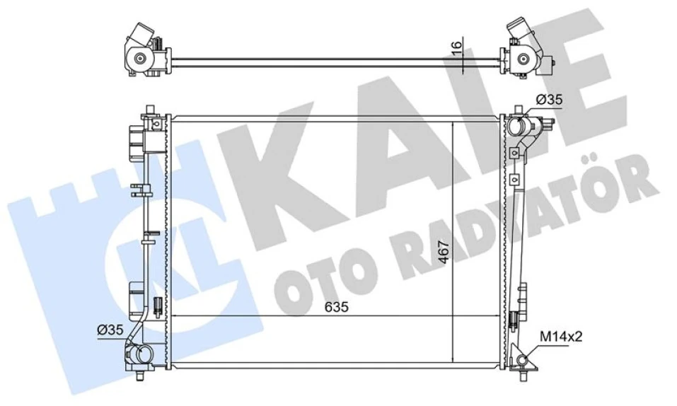 Hyundaı Motor Su Radyatoru Hyundaı Tucson - Kia Sportage 1.6 Gdi 15>22 Manuel Vites 635x467x16 - Kale 363720