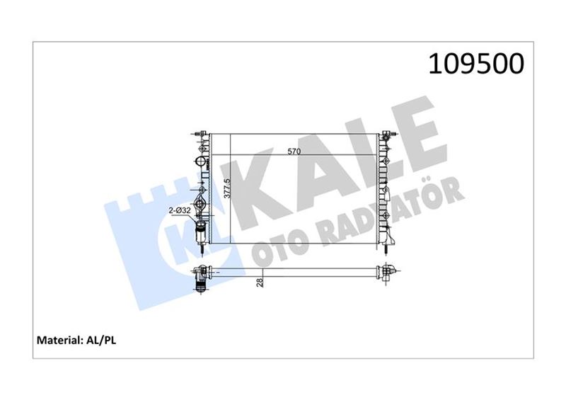 MOTOR RADYATOR MEGANE SCENIC 1,4 / 1,6 / 1,9 / 2,0 KLIMASIZ (2 SIRA AL+PL SISTEM) / (570X377,5X28) - KALE 0519192AL