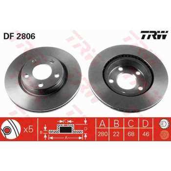 ON FREN AYNASI PASSAT 96>00 A4 94>00 A8 96>10 PHAETON 02> - TRW DF2806