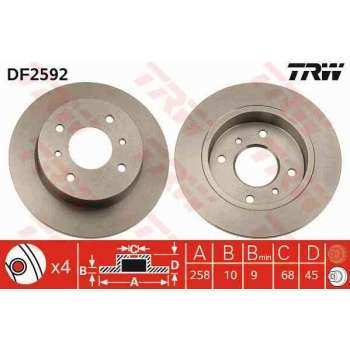 ARKA FREN AYNASI DUZ PRIMERA P10 P11 96>02 1,6 2,0 ALMERA II 1,5 00>06 258×4 - TRW DF2592