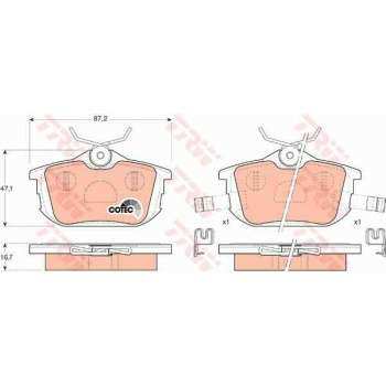 ARKA FREN BALATASI MITSUBISHI CARISMA 96-06 COLT 04-10 SPACESTAR 98-04 PERSONA WIRA 00-02 VOLVO S40 - TRW GDB1314