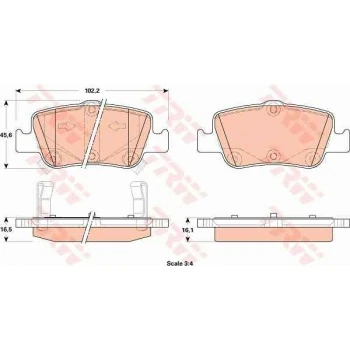 Toyota Fren Balatası Arka Toyota  Aurıs 1.4 D4d 1.6 07-> Corolla 1.4 D4d 1.6 07-12 İkaz Kablolu - Trw Gdb3480