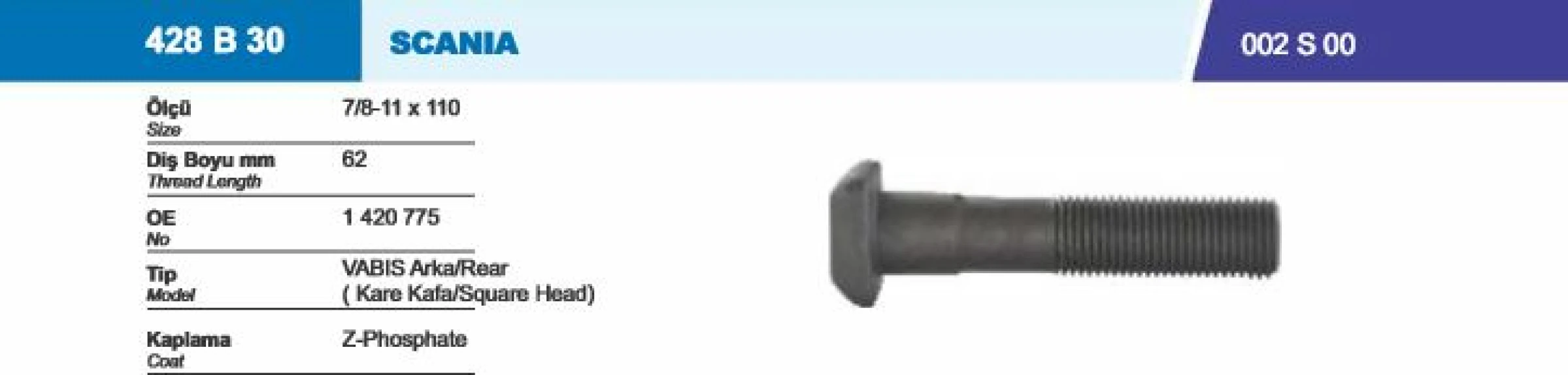 Scanıa Truck Bijon Ve Somunu On Arka Scanıa Vabıs (kare Kafa) - Besel 428b30-002s00