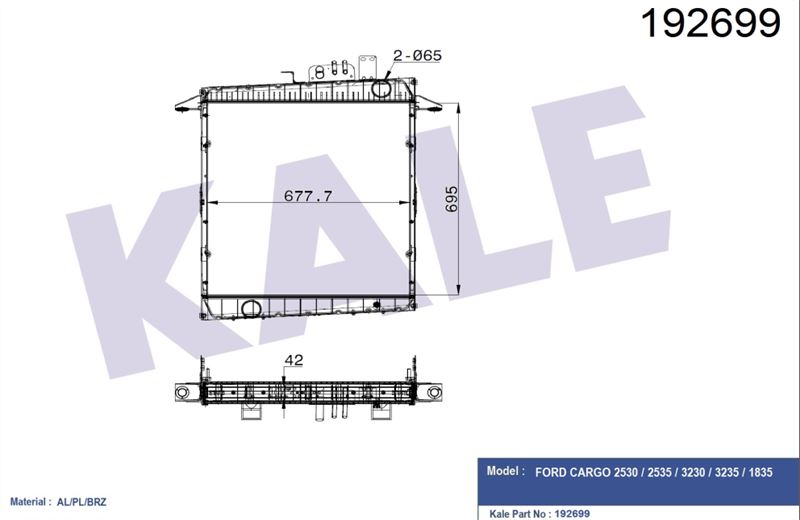 SU RADYATORU KOMPLE (PLASTIK-BORULU) - FORD CARGO / 2524-3230-2526 - ORJ-FO 6C468005AC