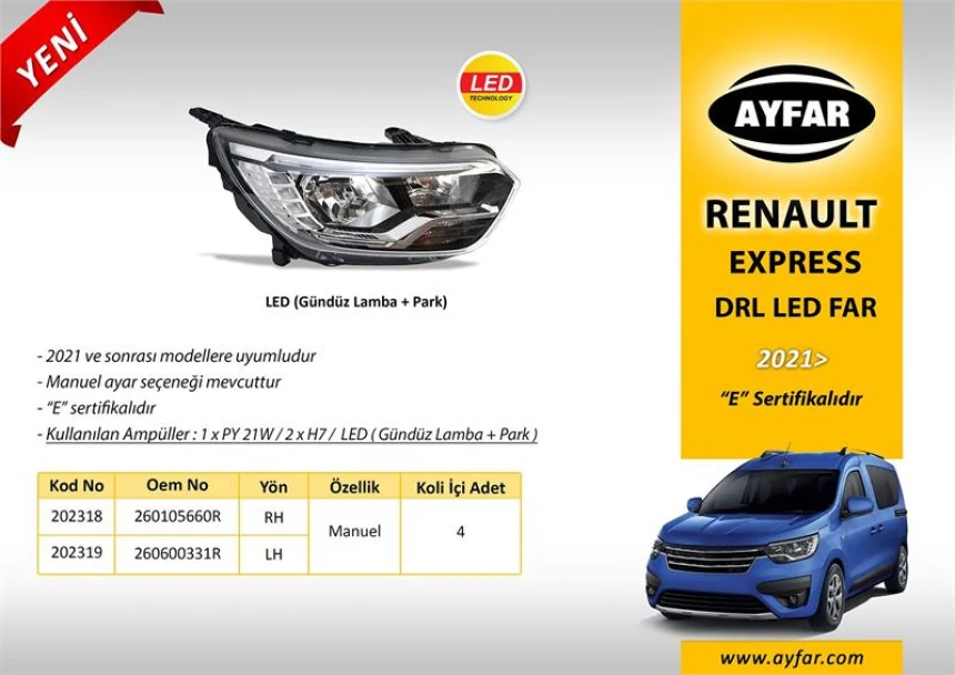 Renault On Far (ledli) Sol Renault Express 22> - Ayfar 202319
