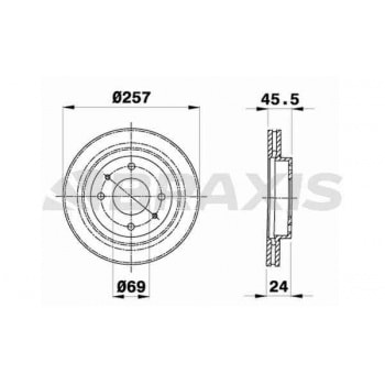 ON FREN DISK AYNASI 257MM ELANTRA 1,6 1,8 2000 2006 MATRIX 1,5 CRDI 1,6 1,8 2001> - BRAXIS AE0405