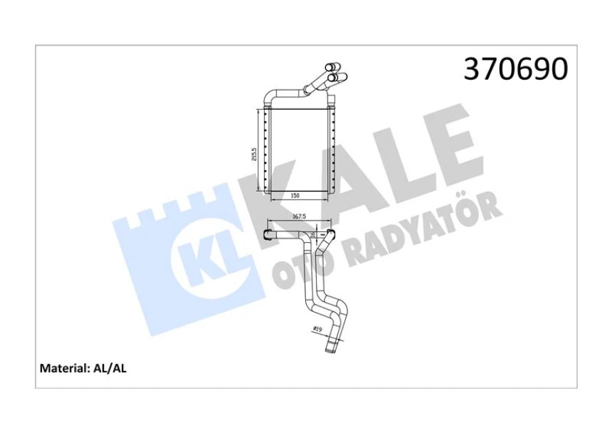 Hyundaı Kalorıfer Radyatoru Kia Rio II 1.5crdi 1.4/1.6 16v 05<11 Borulu [brazıng Al/al] [150x215.5x16] - Kale 370690