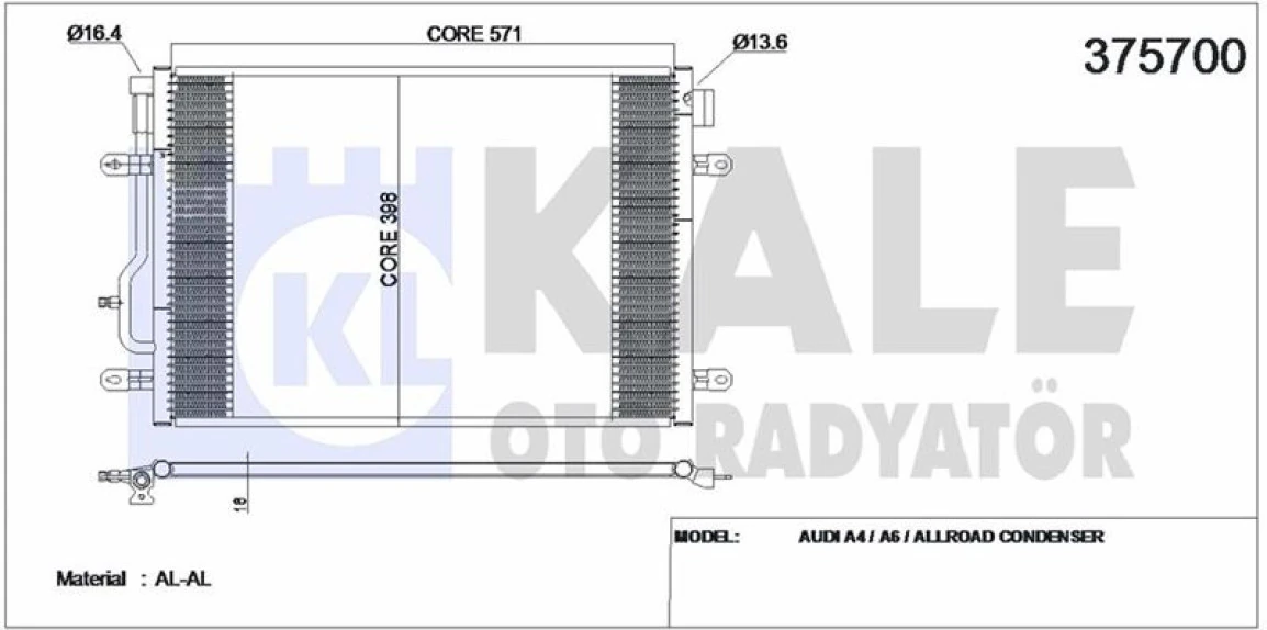 Vag Klima Radyatoru Audı A4 A6 1,8t 1,9tdi / 2,5tdi 01>06 - Kale 375700