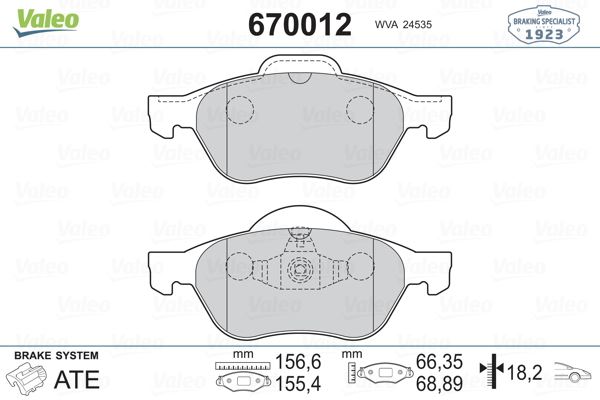 ON FREN BALATASI CLIO III 06>12 MEGANE II 03>08 SCENIC II 03>08 LAGUNA III 07>15  1.4 1.5 DCI 1.6 1. - VALEO 670012