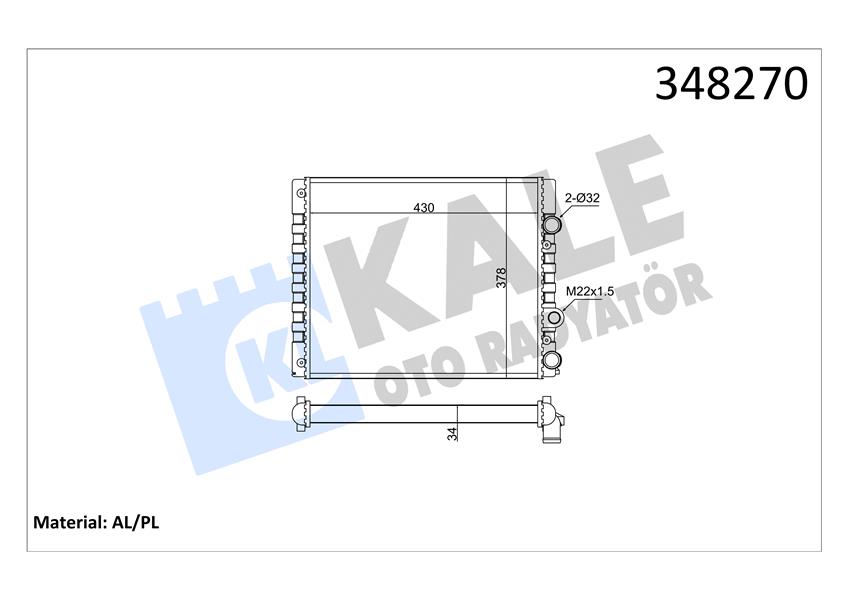 MOTOR SU RADYATORU POLO POLO CLASSIC LUPO CORDOBA AROSA 1,0,1,4 1,7 1,9 KLIMASIZ 430x378x34 - KALE 348270