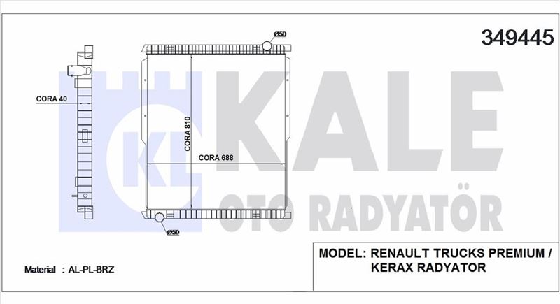 SU RADYATORU RENAULT TRUCKS PREMIUM (CERCEVESIZ) / (MT) 1996 SONRASI - KALE 349445