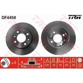 ON FREN AYNASI KIA PICANTO 1,0 1,1 1,2 04> HYUNDAI I10 1,1 1,2 08> 241 CAP 4 BIJON - TRW DF4458