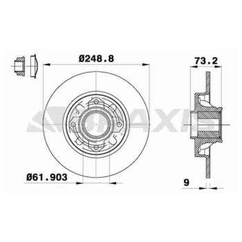 Fiat Arka Fren Disk Aynası P308 Sw P308 Coupe C4 (b7) / (tek Teker İcin) / (diam:249 Ep 9) / (hava Sogutm - Braxıs Ad0134