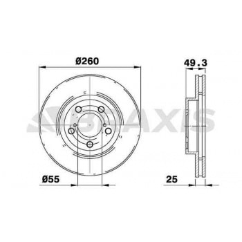 ON FREN DISK (AYNASI) TOYOTA AVENSIS 97>02 (260X5) - BRAXIS AE0331