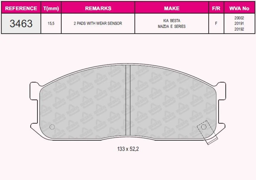 Mazda On Fren Balatası Kia Besta Mazda E2200 94>00 - Grap 93463