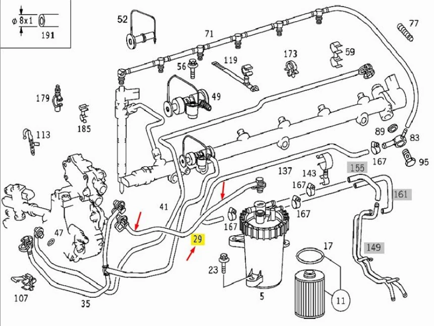 Mercedes Yakıt Hortumu (om613) W210 99>02 S210 99>03 W220 99>02 - Wintech 0500573
