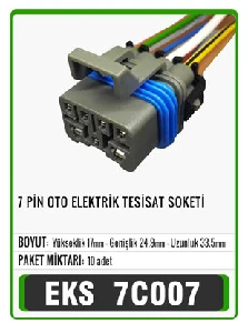 Unıversal 7 Pin Oto Elektrik Tesisat Soketi - Eks-7c007