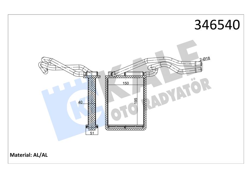 KALORIFER RADYATORU FIESTA V 01>08 FUSION 01>12 MAZDA II 121 - KALE 346540