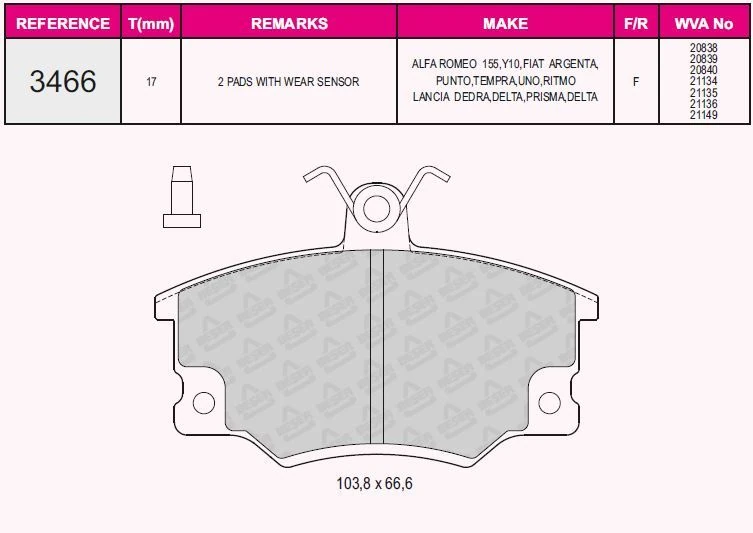 Tofas On Fren Balatası Tempra Tipo Uno Punto 1,4 / 1,6 / 1,8 / 2,0 - Grap 93466