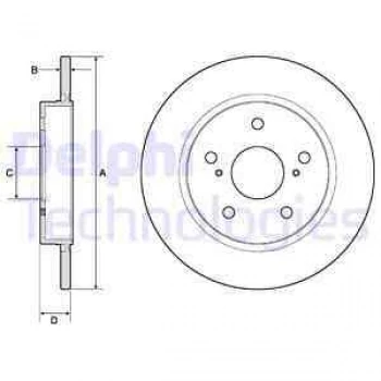 Toyota Arka Fren Diski (aynası) Duz Toyota Aurıs 1.4 D4d 2007-2011 Corolla 1.4 D4d 2007-2011 (270x5) - Delphi Bg4183c