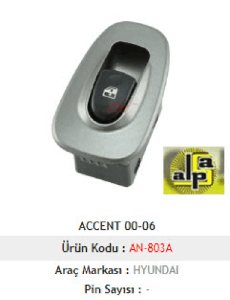Unıversal Cam Anahtarı-Hyundaı Accent 00-06 Arka - Mcar-An803a