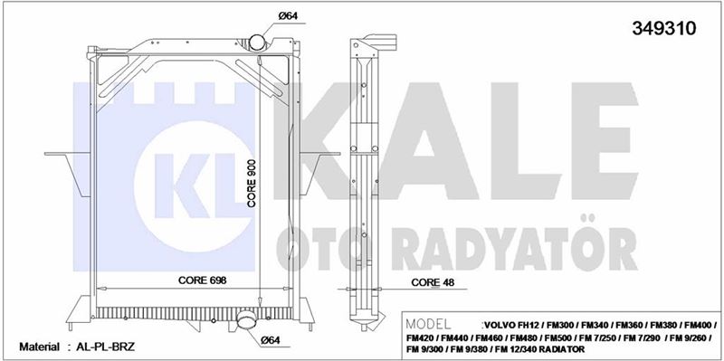 SU RADYATORU FM300 480 500 1998 SONRASI / FM 12 1998 SONRASI CERCEVELI - KALE 349310