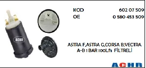 Unıversal Yakıt Pompası Opel Astra F,astra G,corsa B,vectra  A-B 1 Bar 100l/h  Filtreli - Achr-60207509