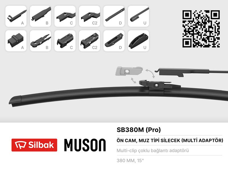 SILECEK SUPURGESI MUZ TIPI GRAFITLI 380mm 6 APARATLI - SILBAK SB380M