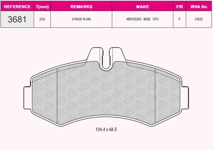 Mercedes Fren Balatası On V-Class 638/2 97>03 Vito 638 97>03 - Grap 93681