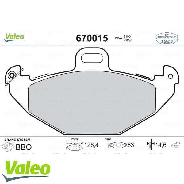 ARKA FREN BALATASI LAGUNA 95>01 2.0 16V 2.2 DTI 3.0 - VALEO 670015