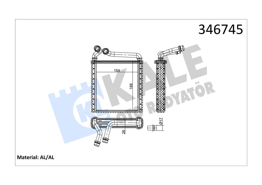 KALORIFER RADYATORU BRAZING GOLF PASSAT CC SUPERB YETI TIGUAN SCIROCCO 155x198x26 OTO / MEK SANZIMAN - KALE 346745