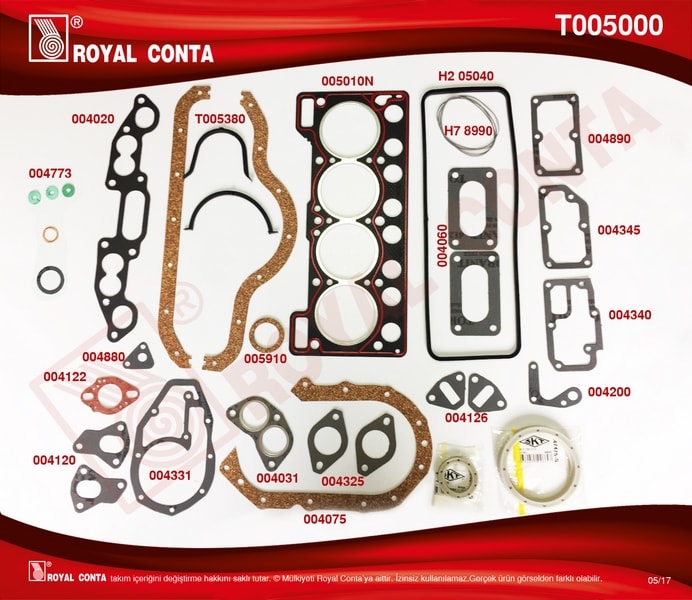 MOTOR TAKIM CONTASI R12 TOROS 1,4 (SKT KECELI REINZ SUBAP LASTIKLI) - ROYAL T005000