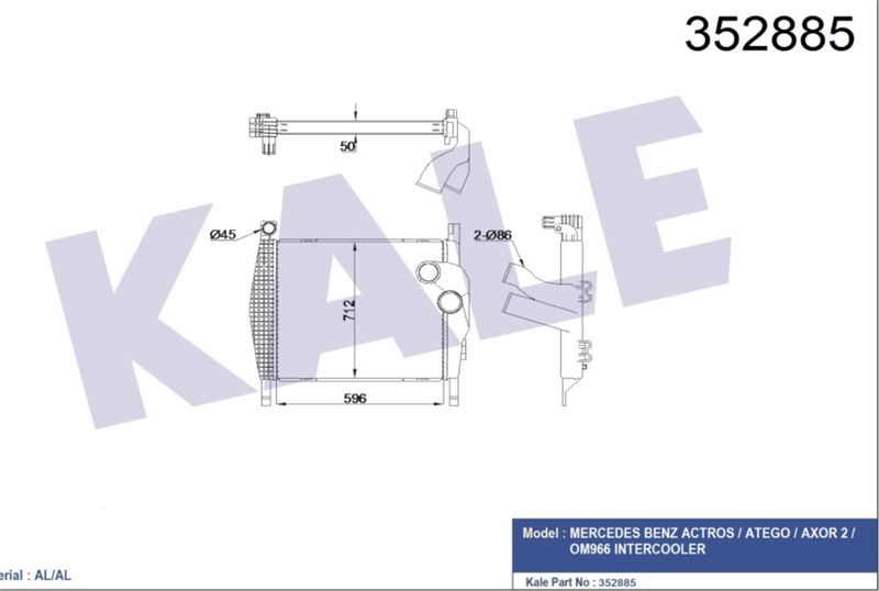 TURBO RADYATORU MERCEDES BENZ ACTROS ATEGO AXOR OM906 - KALE 352885
