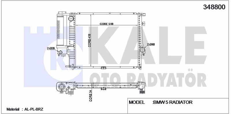 MOTOR SU RADYATORU BMW M20 B20 B25 M50 B20 E34 90>95 M40 E30 87>91 - KALE 348800