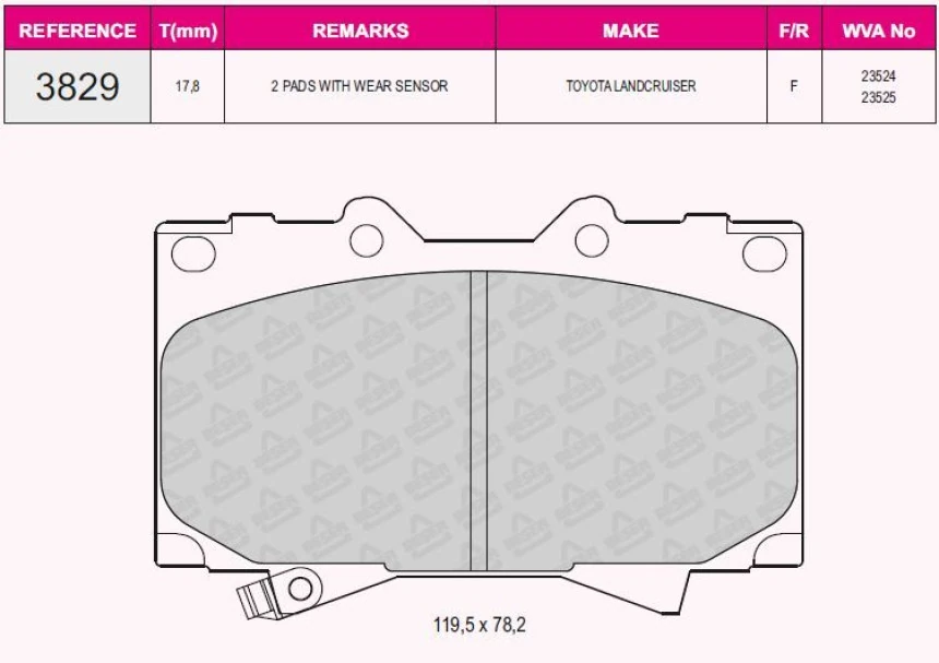 Toyota On Fren Balatası Landcruıser Td 4.2 4.7 98>08 Lexus 01>08 - Beser 3829