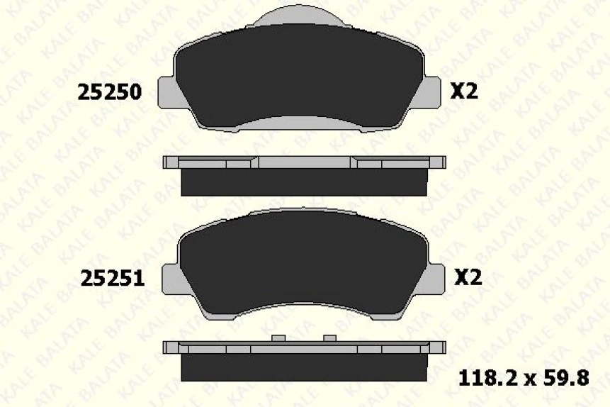 Psa On Fren Balatası P301 C Elysee Eb2 (1,2vti 12v) / Ec5 (1,6vti 16v) P308 II 2013> (mando Tipi) - Kale B 25250 188 05 Ans