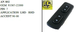 Unıversal Cam Anahtarı>hyundai Accent Çiftli 96-00   >>93570-22000 - Mcar-An802