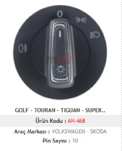 Unıversal Far Anahtarı-Golf 7 - Polo - İbiza - Leon Krom Tek Sis - Mcar-An468