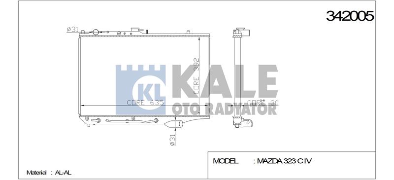 MOTOR SU RADYATORU 323 B6 90>94 OTOMATIK (635X392X30) - KALE 342005