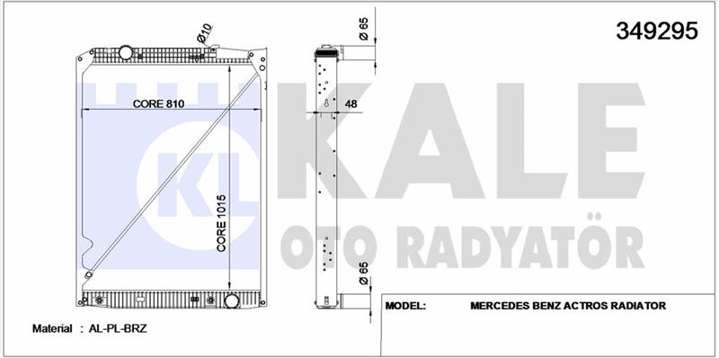 RADYATOR MOTOR MERCEDES BENZ ACTROS (CERCEVELI) / (AT) - KALE 349295