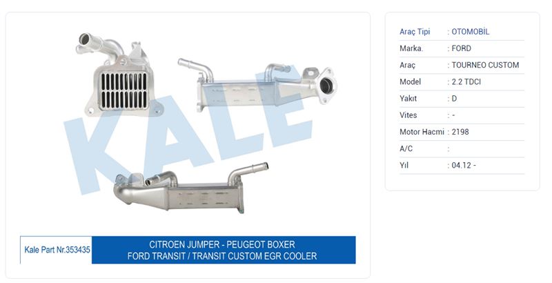 FORD EGR SOGUTUCU TRANSIT V347 2,2TDCI  TRANSIT CUSTOM 155PS 11> BOXER III JUMPER III C81 110BG / C96 130 - KALE 353435
