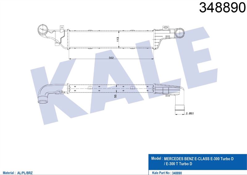 TURBOSARJ RADYATORU E-CLASS W210 96>99 S210 96>99 - KALE 348890